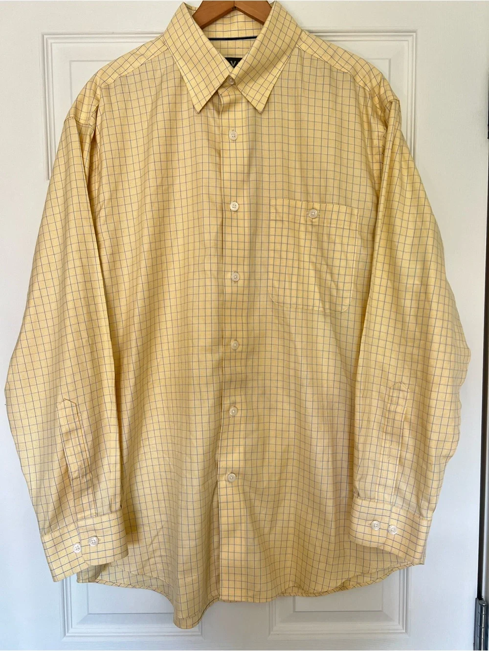 Orvis Men's Yellow Windowpane Button-Up Shirt- L